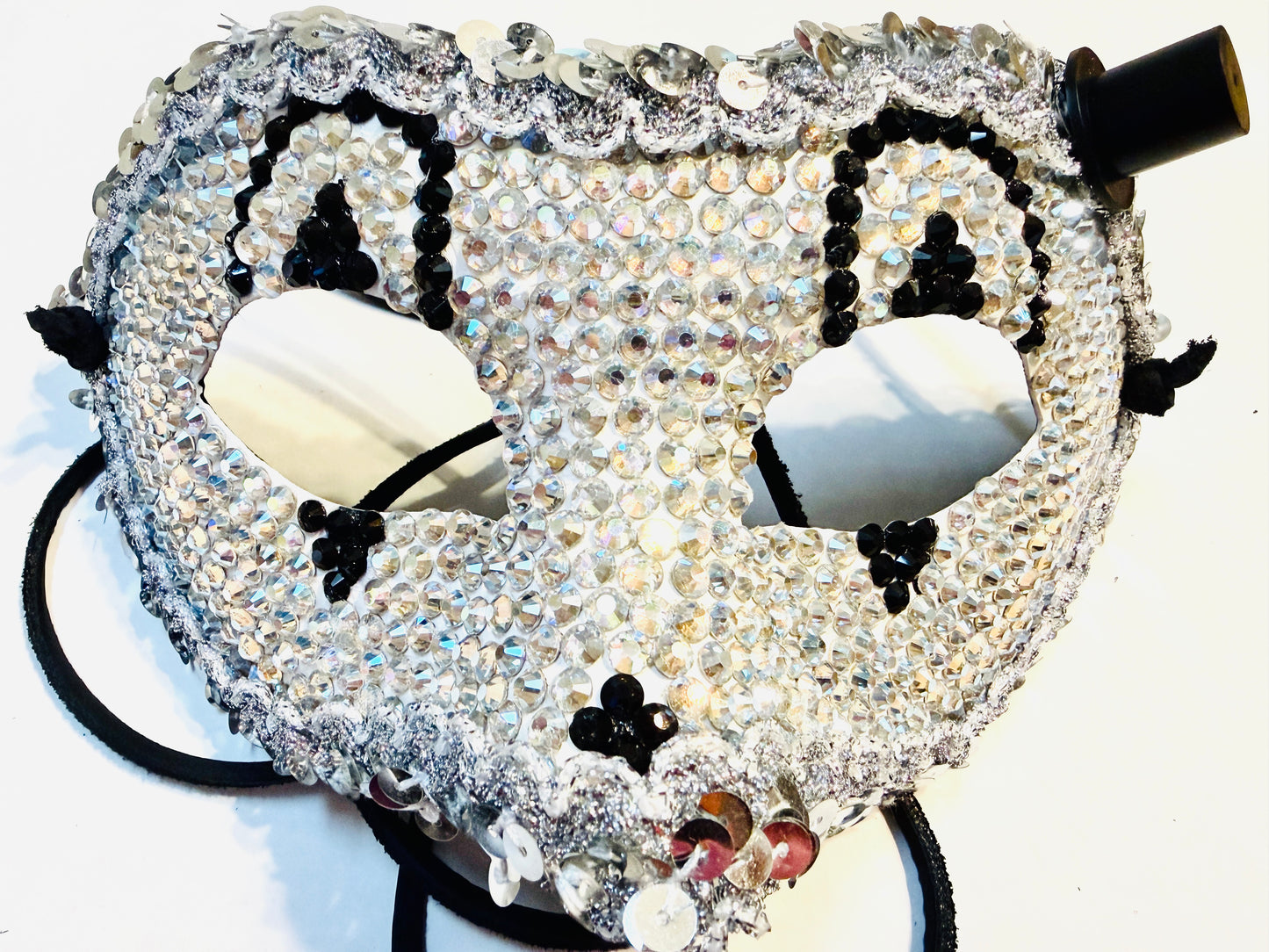 Art the Clown Paper Mache Mask with Rhinestones & Latigo Leather Straps