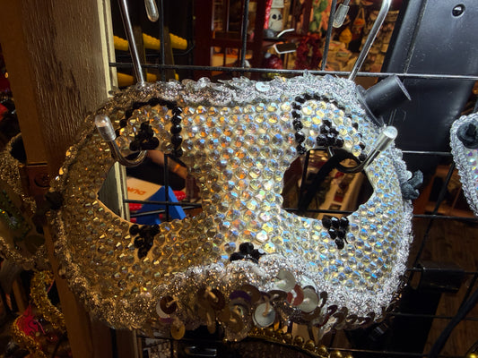 Art the Clown Paper Mache Mask with Rhinestones & Latigo Leather Straps