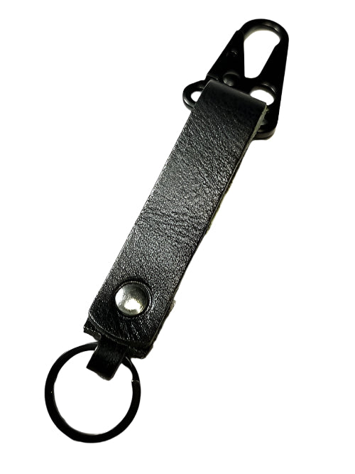 Black Leather Carabiner Keychain