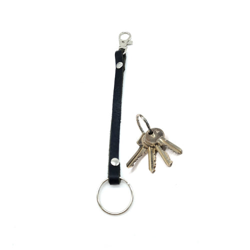 Black leather key keeper strap