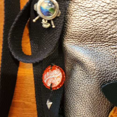 Upscale Metallic Leather Crossbody Bag – Handcrafted Postapocalyptic Bag - Bientro