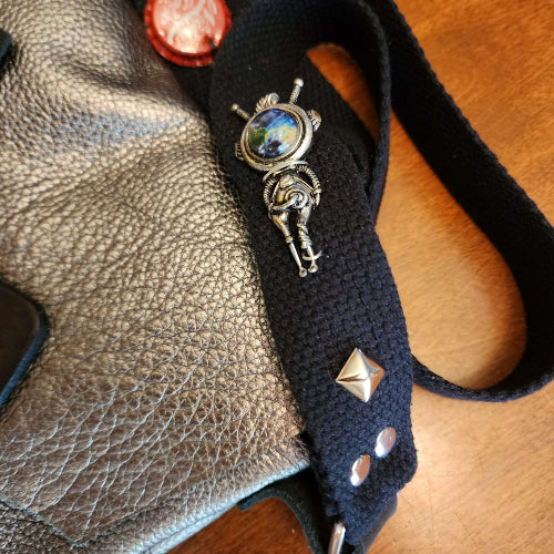 Upscale Metallic Leather Crossbody Bag – Handcrafted Postapocalyptic Gea - Bientro