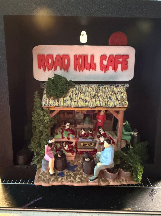 Road Kill Café Mini Diorama – 1:50 Scale Horror Scene with “Head” of Lettuce