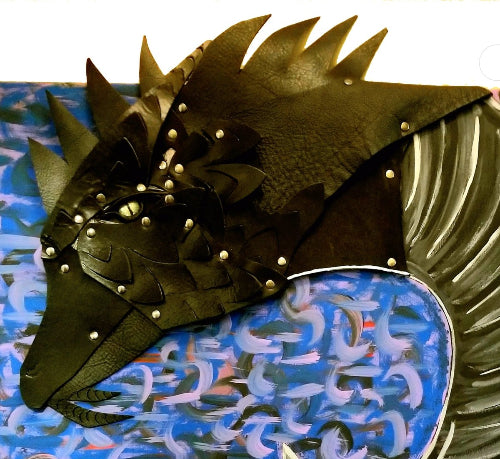 Canvas Abstract Dragon with Paints and Leather24x36 - Bientro