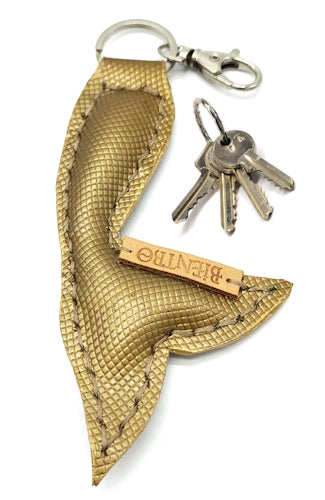 Killer Vibez Handmade Gold Leather Mermaid Tail Key Keeper 8 Inches Long