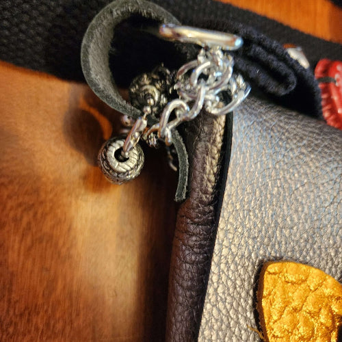 Upscale Metallic Leather Crossbody Bag – Handcrafted Postapocalyptic Gea - Bientro