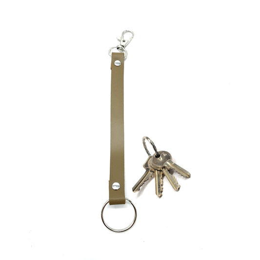 Leather key strap with ring and clip