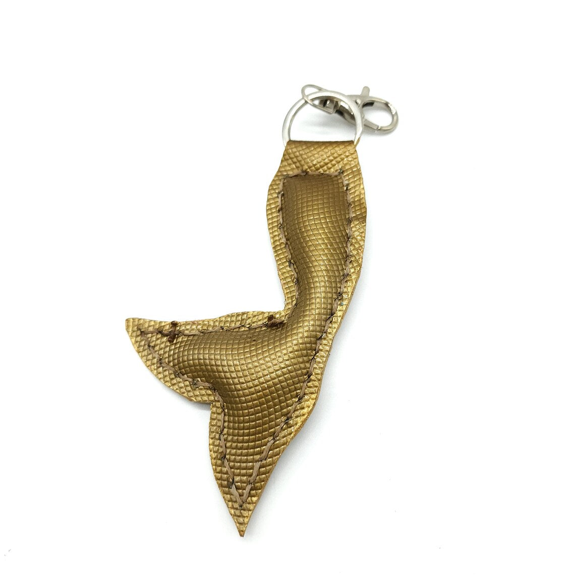 Killer Vibez Handmade Gold Leather Mermaid Tail Key Keeper 8 Inches Long