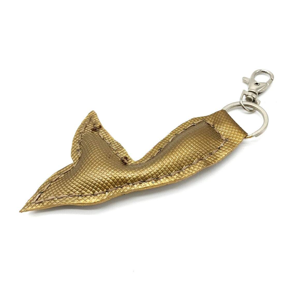 Killer Vibez Handmade Gold Leather Mermaid Tail Key Keeper 8 Inches Long